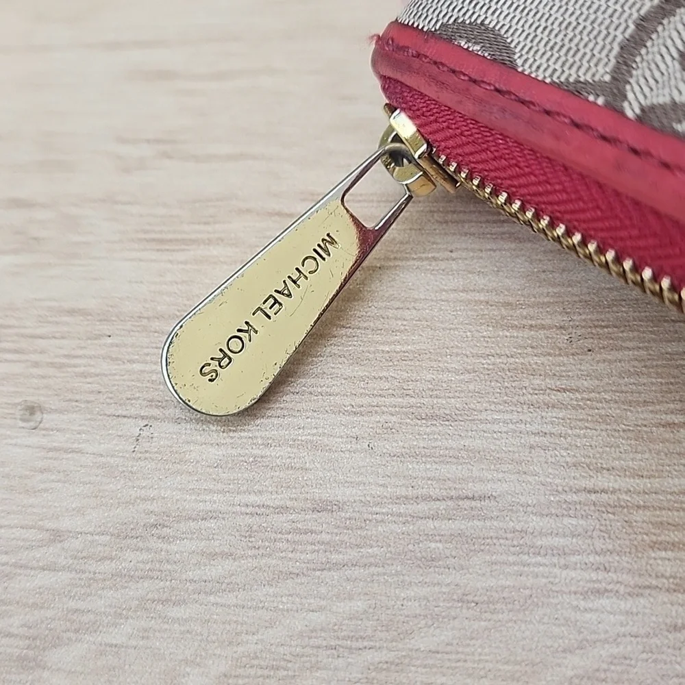 Michael Kors Brown Red Signature Canvas Wallet